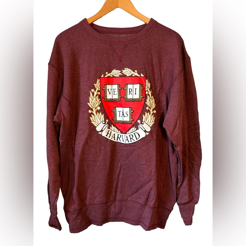 Harvard University Veritas Alta Gracia Unisex Sweatshirt Maroon Crew Size L